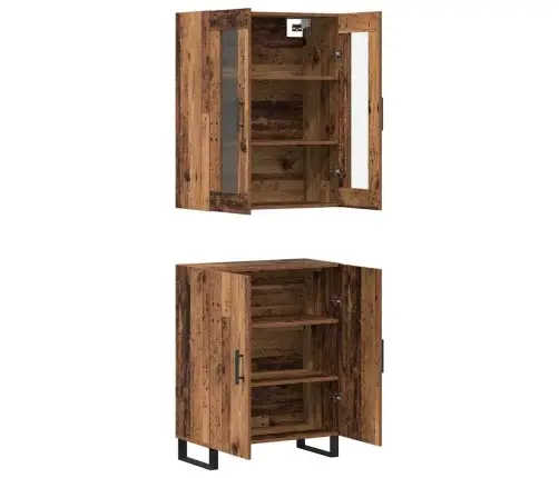 Augstais Skapītis Ar Plauktu Vecs Koks Vidējs Inženierijas Koks Vidaxl