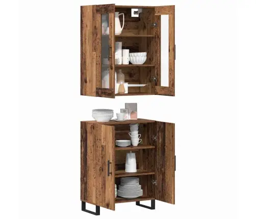 Augstais Skapītis Ar Plauktu Vecs Koks Vidējs Inženierijas Koks Vidaxl