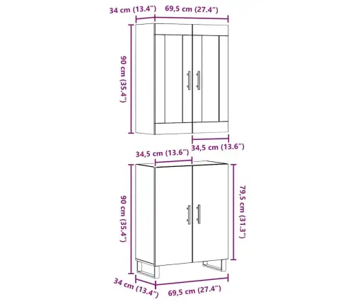 Aukštas Spintelė Artisano Ąžuolo 69,5 X 34 X 180 Cm