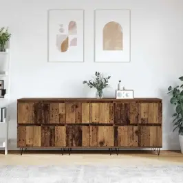Sānu Skapji 3 Pcs Vecs Koks 180 X 35 X 70 Cm Inženierijas Koks Vidaxl