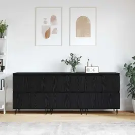 Sānu Skapji 3 Pcs Melns Ozols 180 X 35 X 70 Cm Vidaxl