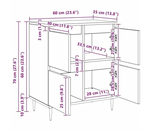Kappide Külgedel 2 Pcs Käsitöötamm 120 X 35 X 70 Cm Tehispuit