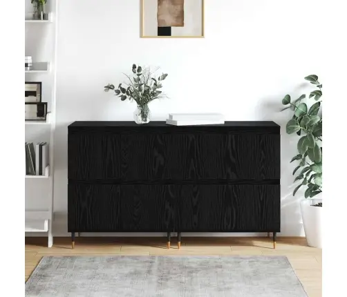 Sānu Skapji 2 Pcs Melns Ozols 120 X 35 X 70 Cm Vidaxl