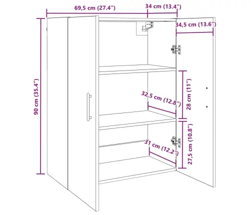 Sienā Uzstādītie Skapji 2 Pcs Amatnieku Ozola 69.5 X 34 X 90 Cm Vidaxl