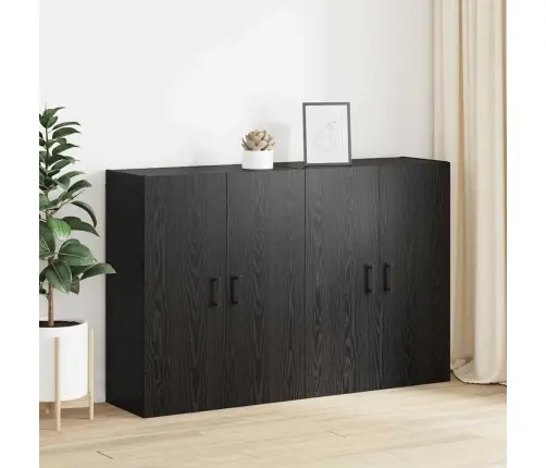 Sieniniai Spintelės 2 Pcs Juoda Ąžuolo 69.5 X 34 X 90 Cm