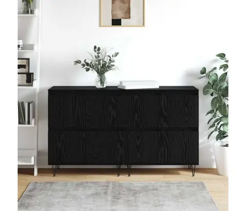 Sānu Skapji 2 Pcs Melns Ozols 120 X 35 X 70 Cm Vidaxl