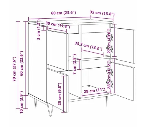 Sānu Skapji 2 Pcs Melns Ozols 120 X 35 X 70 Cm Vidaxl