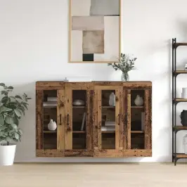 Sienā Uzstādītie Skapji 2 Pcs Vecs Koks 69,5 X 34 X 90 Cm Vidaxl