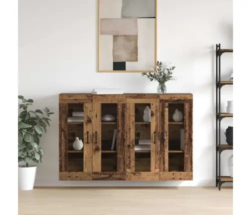 Seinale Kinnitatud Kapid 2 Pcs Vana Puit 69,5 X 34 X 90 Cm