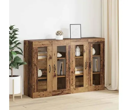 Seinale Kinnitatud Kapid 2 Pcs Vana Puit 69,5 X 34 X 90 Cm