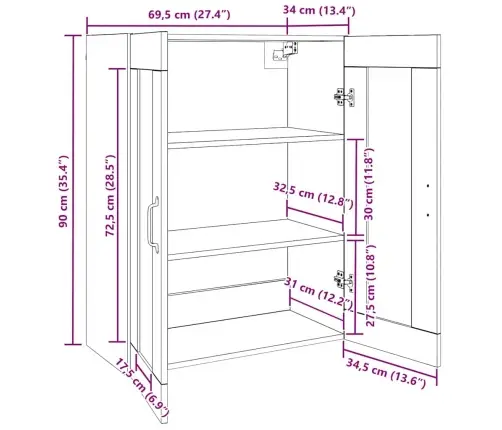 Sienā Uzstādītie Skapji 2 Pcs Amatnieku Ozola 69.5 X 34 X 90 Cm Vidaxl Sienā Uzstādītie Skapji 2 Pcs Amatnieku Ozola 69.5 X 34 X 90 Cm Vidaxl