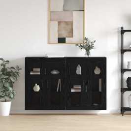 Sienā Uzstādītie Skapji 2 Pcs Melns Ozols 69.5 X 34 X 90 Cm Vidaxl