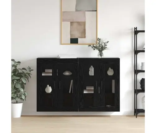 Sieniniai Spintelės 2 Pcs Juoda Ąžuolo 69,5 X 34 X 90 Cm Sieniniai Spintelės 2 Pcs Juoda Ąžuolo 69,5 X 34 X 90 Cm