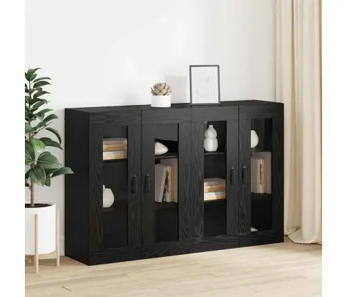 Sieniniai Spintelės 2 Pcs Juoda Ąžuolo 69,5 X 34 X 90 Cm Sieniniai Spintelės 2 Pcs Juoda Ąžuolo 69,5 X 34 X 90 Cm