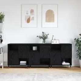 Kappide Külgedel 3 Pcs Must Tamm 180 X 35 X 70 Cm Tehispuit