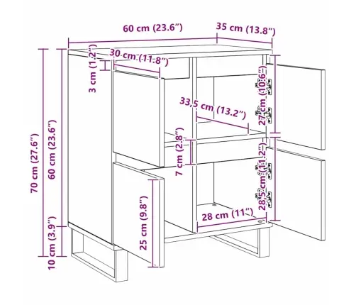 Kappide Külgedel 2 Pcs Vana Puit 120 X 35 X 70 Cm Tehispuit