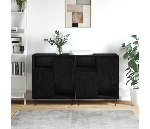 Sānu Skapji 2 Pcs Melns Ozols 120 X 35 X 70 Cm Vidaxl