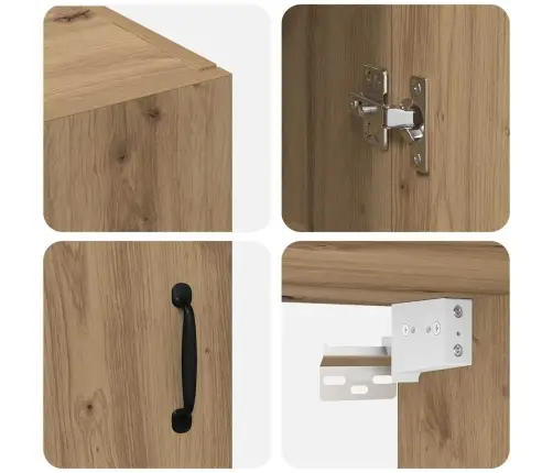 Seinale Kinnitatud Kapid 2 Pcs Käsitöötamm 69.5 X 34 X 90 Cm