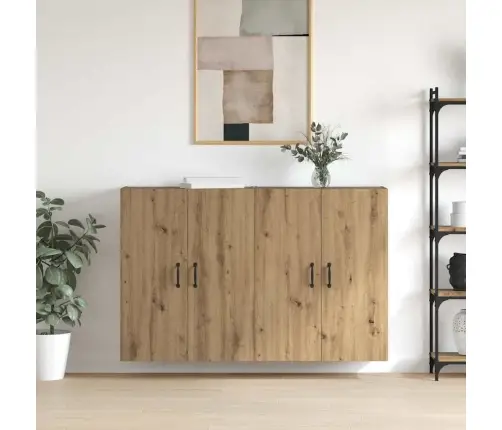 Seinale Kinnitatud Kapid 2 Pcs Käsitöötamm 69.5 X 34 X 90 Cm