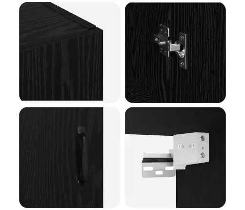 Seinale Kinnitatud Kapid 2 Pcs Must Tamm 69.5 X 34 X 90 Cm Seinale Kinnitatud Kapid 2 Pcs Must Tamm 69.5 X 34 X 90 Cm