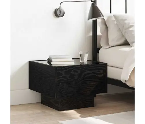 Skapītis Melns Ozols 40 X 40 X 30 Cm Inženieru Koks, Stikls Vidaxl