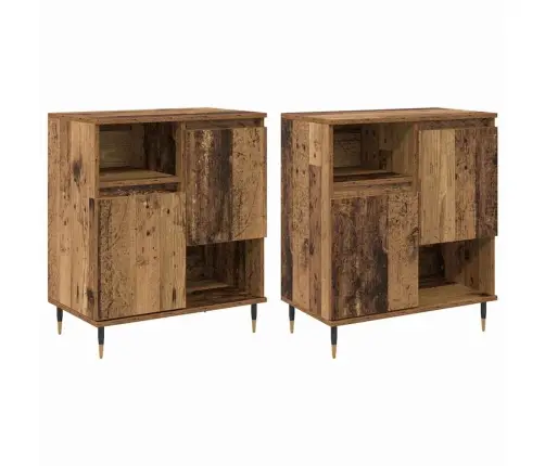 Sānu Skapji 2 Pcs Vecs Koks 120 X 35 X 70 Cm Inženierijas Koks Vidaxl