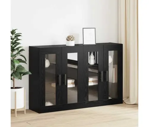 Sienā Uzstādītie Skapji 2 Pcs Melns Ozols 69.5 X 34 X 90 Cm Vidaxl