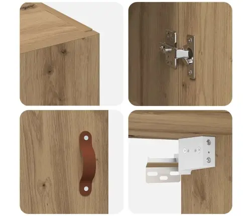 Seinale Kinnitatud Kapid 2 Pcs Käsitöötamm 69.5 X 34 X 90 Cm