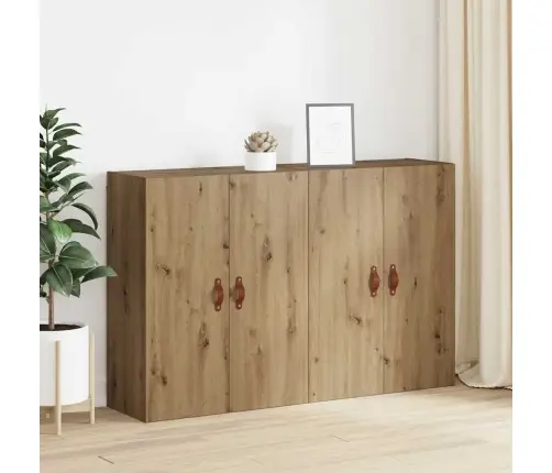 Seinale Kinnitatud Kapid 2 Pcs Käsitöötamm 69.5 X 34 X 90 Cm