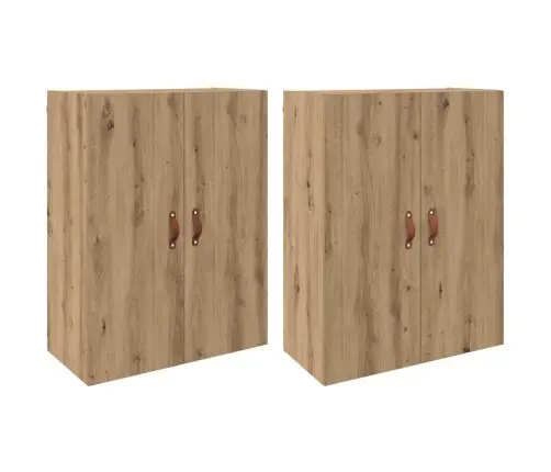 Seinale Kinnitatud Kapid 2 Pcs Käsitöötamm 69.5 X 34 X 90 Cm