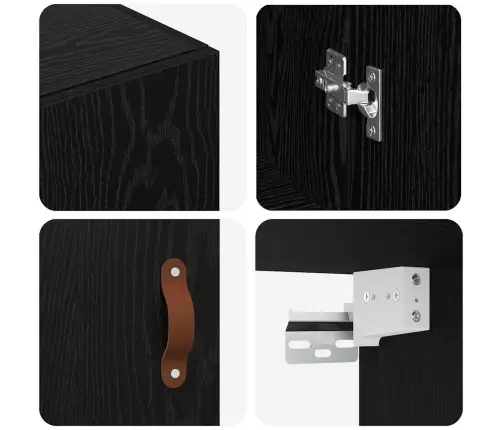 Seinale Kinnitatud Kapid 2 Pcs Must Tamm 69.5 X 34 X 90 Cm