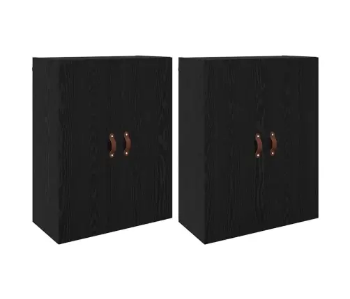 Seinale Kinnitatud Kapid 2 Pcs Must Tamm 69.5 X 34 X 90 Cm