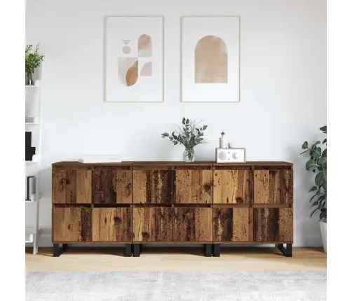 Sānu Skapji 3 Pcs Vecs Koks 180 X 35 X 70 Cm Inženierijas Koks Vidaxl