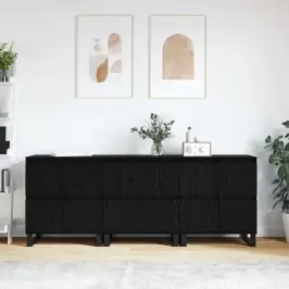 Šoninės Lentynos 3 Pcs Juoda Ąžuolo 180 X 35 X 70 Cm