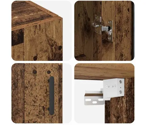 Seinale Kinnitatud Kapid 2 Pcs Vana Puit 69,5 X 34 X 90 Cm