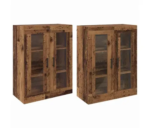 Seinale Kinnitatud Kapid 2 Pcs Vana Puit 69,5 X 34 X 90 Cm