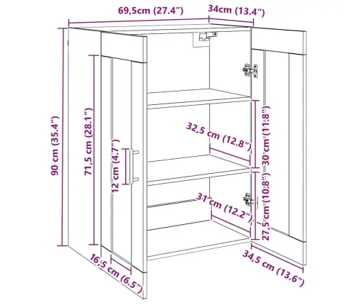 Sieniniai Spintelės 2 Pcs Artisano Ąžuolo 69,5 X 34 X 90 Cm