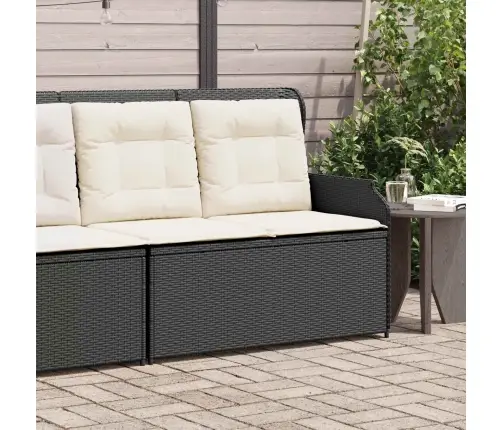 Dārza Sols Ar Spilvenu Melna Poliūtu Rotangpalma Vidaxl