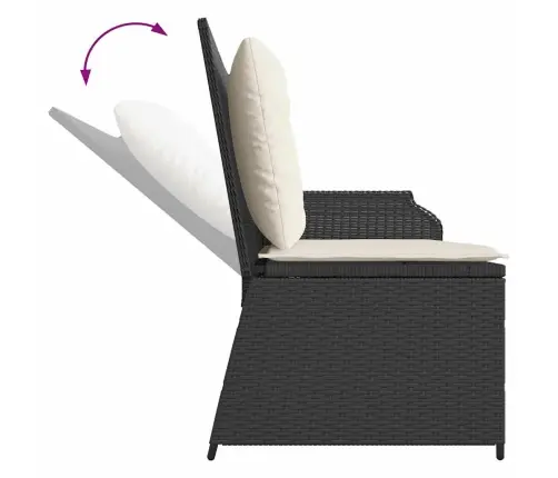 Dārza Sols Ar Spilvenu Melna Poliūtu Rotangpalma Vidaxl