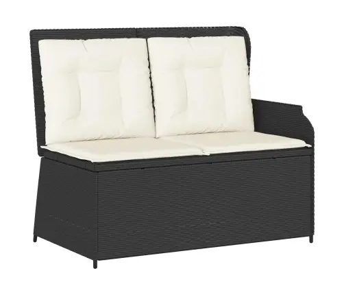 Dārza Sols Ar Spilvenu Melna Poliūtu Rotangpalma Vidaxl