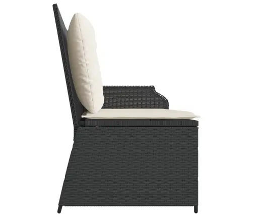 Dārza Sols Ar Spilvenu Melna Poliūtu Rotangpalma Vidaxl