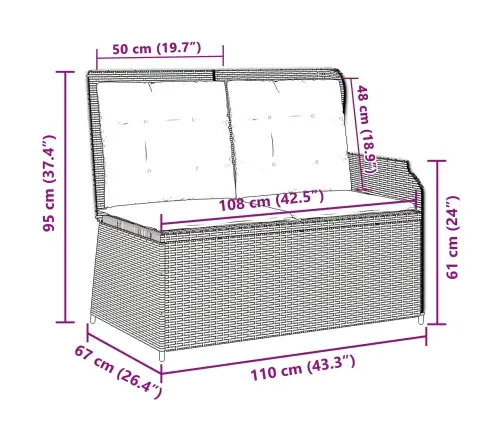 Dārza Sols Ar Spilvenu Brūna Poliūtu Rotangpalma Vidaxl