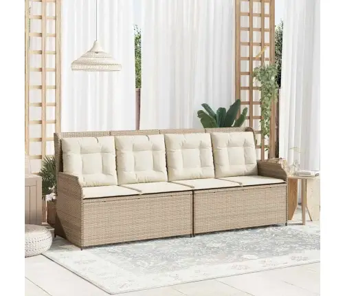 Dārza Sols Ar Spilvenu Bēša Poliūtu Rotangpalma Vidaxl