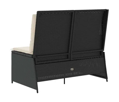 Dārza Sols Ar Spilvenu Melna Poliūtu Rotangpalma Vidaxl