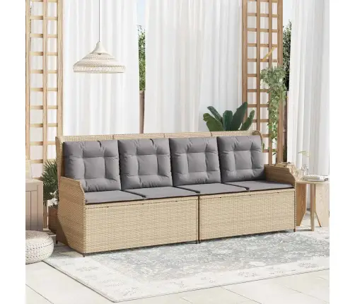 Dārza Sols Ar Spilvenu Bēša Poliūtu Rotangpalma Vidaxl