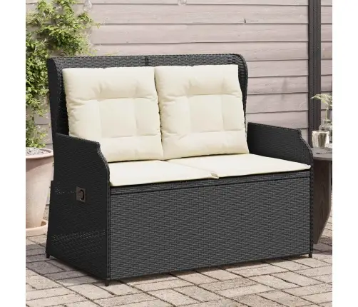 Dārza Sols Ar Spilvenu Melna Poliūtu Rotangpalma Vidaxl