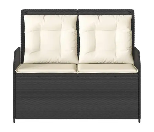 Dārza Sols Ar Spilvenu Melna Poliūtu Rotangpalma Vidaxl