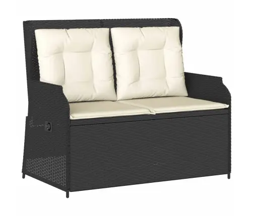 Dārza Sols Ar Spilvenu Melna Poliūtu Rotangpalma Vidaxl