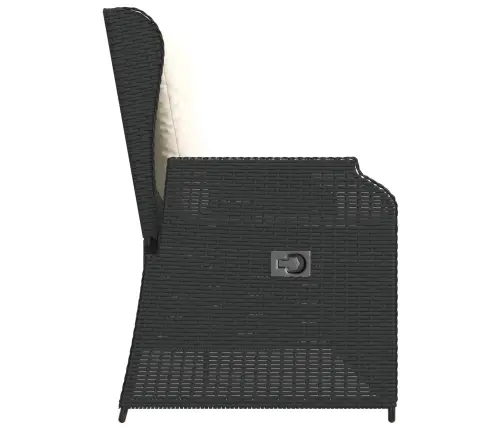 Dārza Sols Ar Spilvenu Melna Poliūtu Rotangpalma Vidaxl