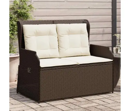 Dārza Sols Ar Spilvenu Brūna Poliūtu Rotangpalma Vidaxl